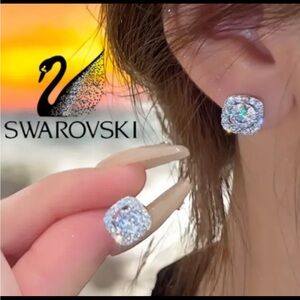 SWAROVSKI CUSHION CUT STUD EARRINGS